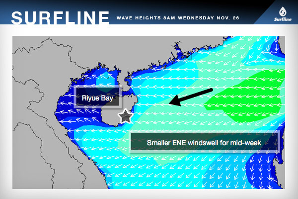 Image Above. LOLA Wave Heights for Wednesday at 8am local time.