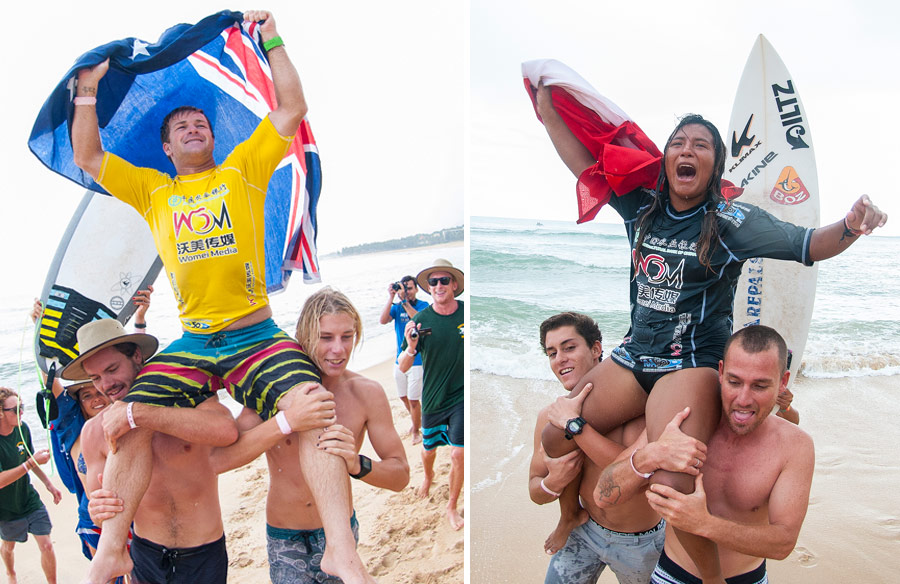 Winners of the ISA China Cup Individual Gold Medals Nicholas Squiers (left) from Australia and Miluska Tello (right) from Peru. Photo: ISA/Rommel Gonzales